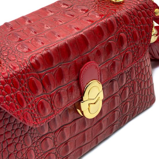 Сумка Marino Orlandi красная кожаная крокодил - фото 4, 