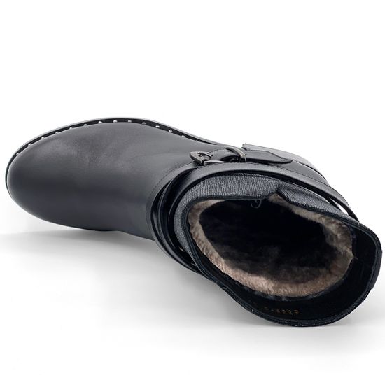 Ботинки Cover черные кожаные МЕХ - фото 5, 6369-2 COV