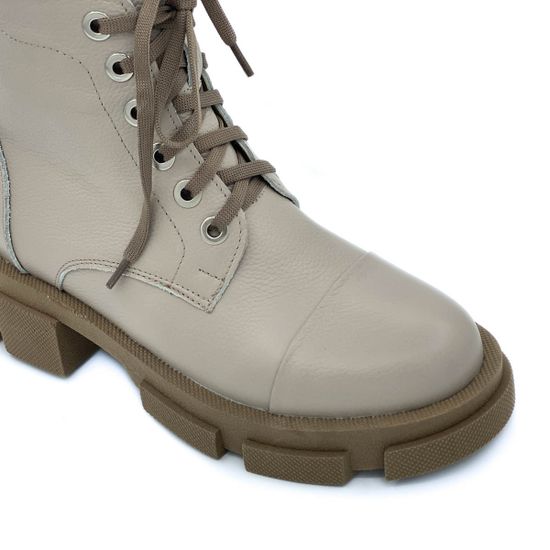 Ботинки Cover бежевые кожаные МЕХ - фото 6, 76936-2 COV