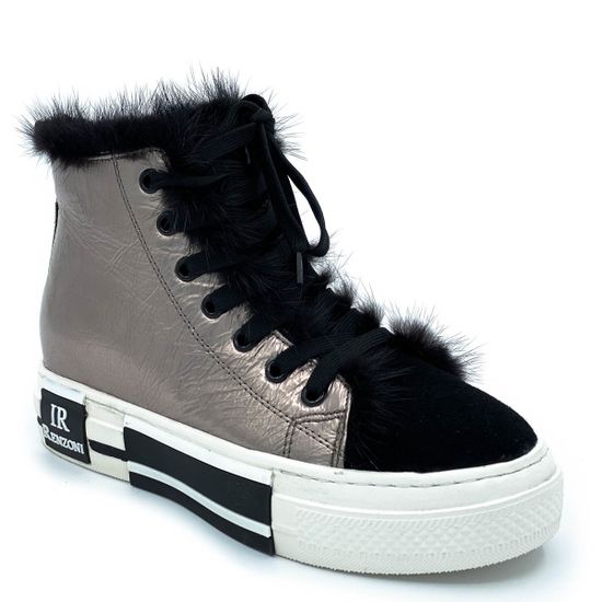 Ботинки Ilasio Renzoni серебряные кожаные МЕХ - фото 2, 