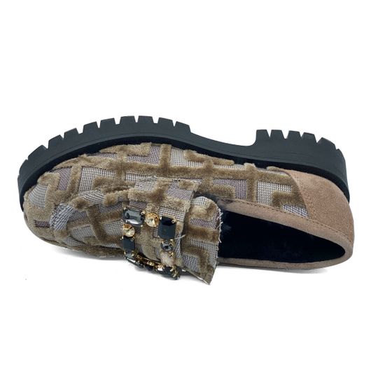 Лоферы NILA NILA бежевые замша/текстиль на меху - фото 5, VICTORIA-VL NIL BEIGE