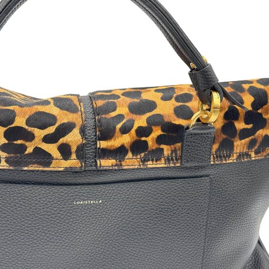 Сумка Loristella черная кожаная/пони принт "леопард" - фото 4, 2734 LS LEO