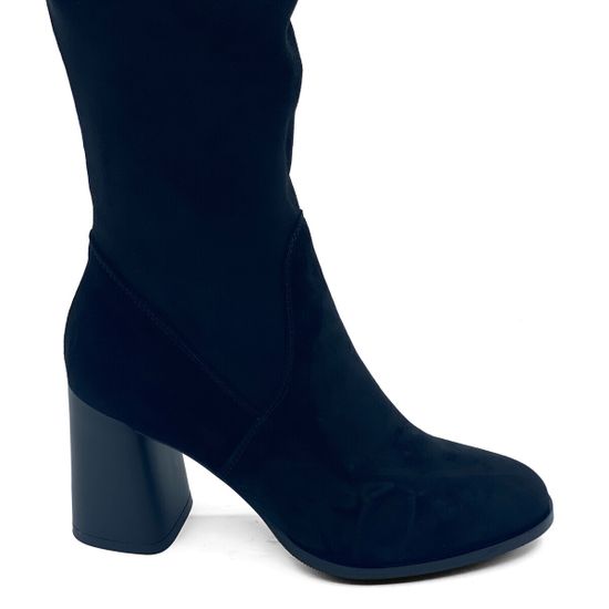 Ботфорты стрейч CVCover черные замшевые на байке - фото 2, 393859-1 COV