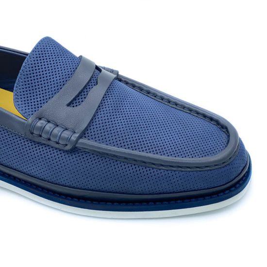 Лоферы Giampieronicola синие комбинация кожи и нубука - фото 6, 