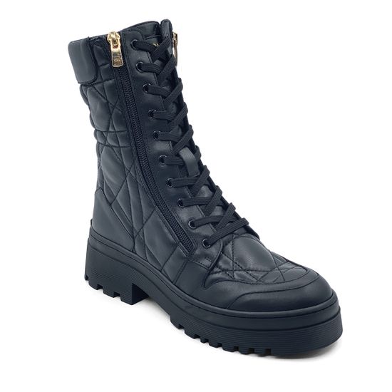 Высокие ботинки Tuffoni черные кожаные стеганные на байке - фото 2, 