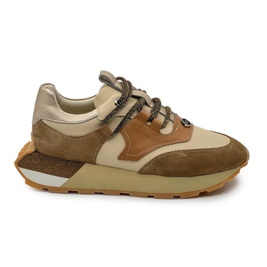 Кроссовки женские NILA NILA кожа/замша бежевая/коричневая - фото 1, NO6744 NIL MORO