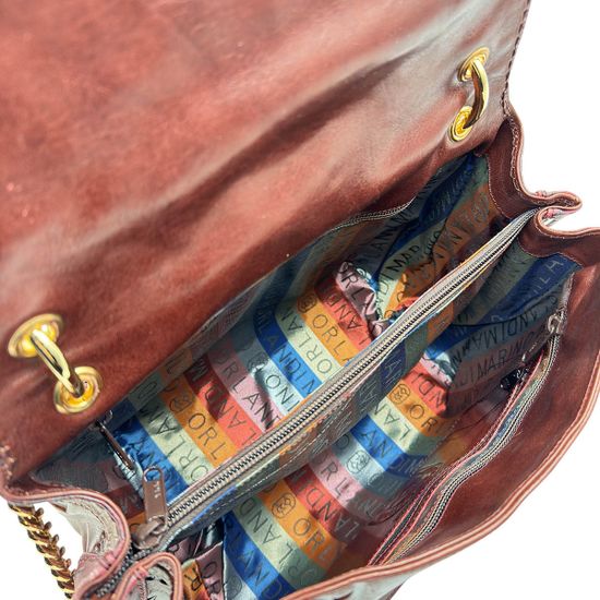 Сумка Marino Orlandi бордовая кожаная тиснение под кожу крокодила - фото 5, 4765 MO BORDO