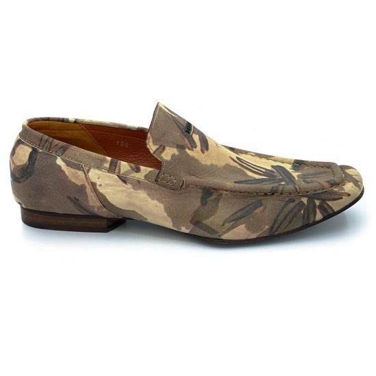 Мокасины Ernesto Dolani бежево-зеленые кожаные - фото 1, 