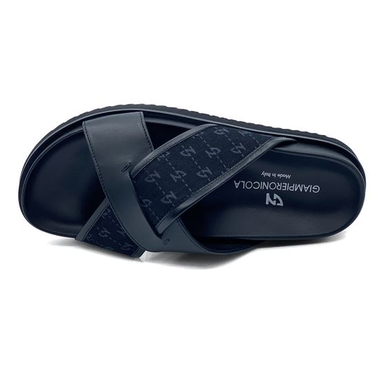 Шлепанцы Giampieronicola черные кожаные с текстильными вставками - фото 5, 5521 GPN