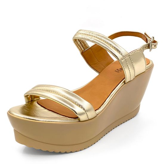 Босоножки Zamagni золотые кожаные на высокой платформе - фото 2, 2P791 ZAM