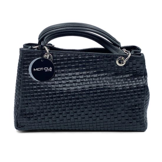 Сумка на плечо MOT CLE  кожаная плетеная черная - фото 3, 