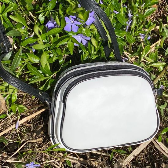 Сумочка Di Gregorio кросс-боди бело-черная кожаная маленькая - фото 4, 8829 DG BIANCO