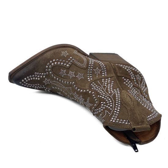 Ботинки казаки MIMMU коричневые замшевые демисезонные - фото 5, M702M14 MIM SESAMO