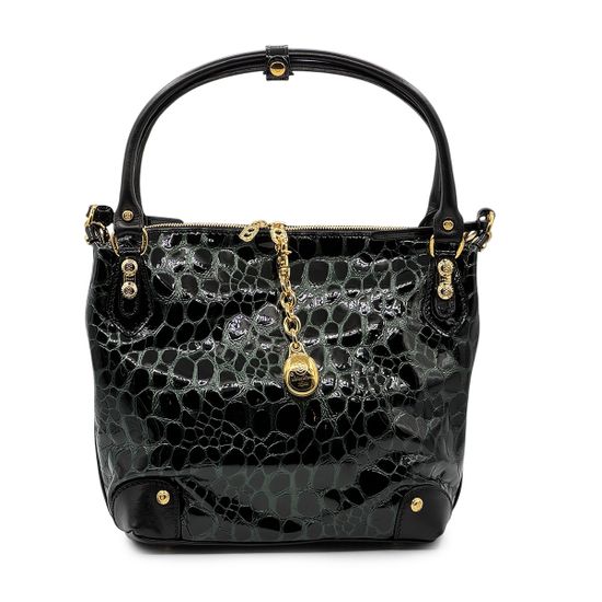 Сумка Marino Orlandi черно-зеленая лакированная - фото 1, 4913 MO VERDE