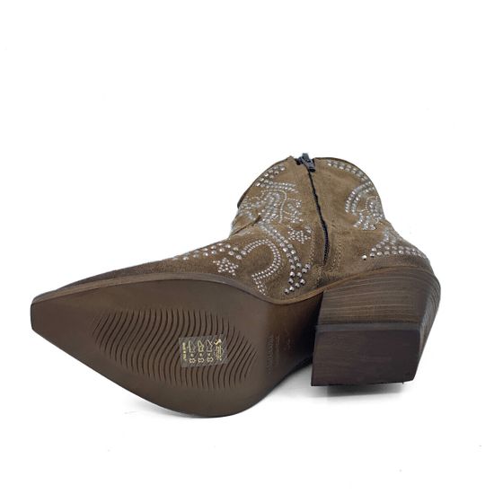 Ботинки казаки MIMMU коричневые замшевые демисезонные - фото 4, M702M14 MIM SESAMO