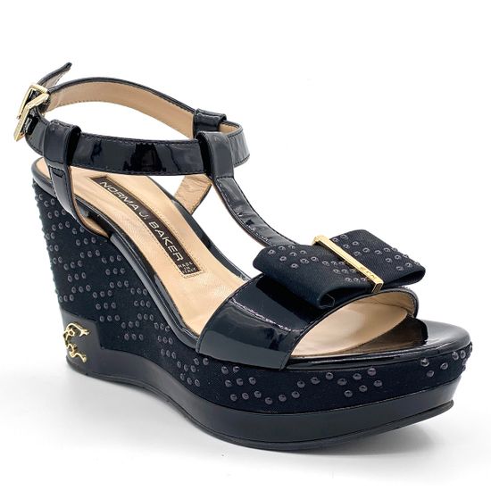 Босоножки Norma J. Baker лак/замша черные - фото 1, 