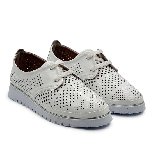 Полуботинки летние Lab Milano белые кожаные перфорированные - фото 8, 0860140 LAB BIANCO