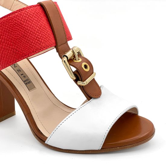 Босоножки Renzi кожаные триколор красный коричневый белый - фото 6, 501806 RZ