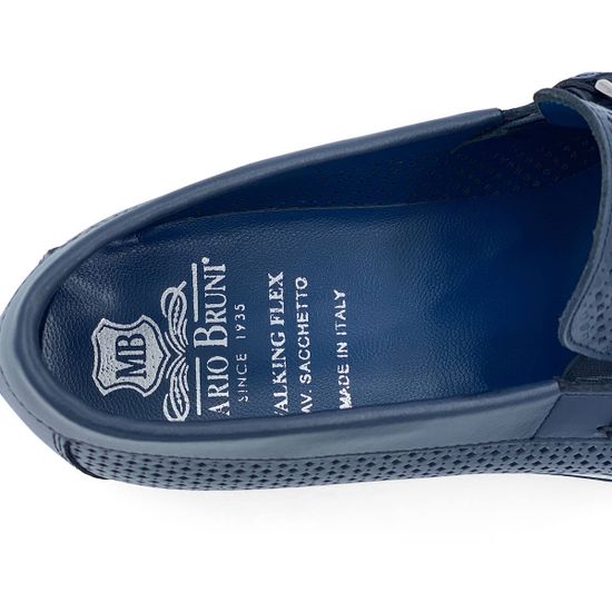 Лоферы Mario Bruni кожаные перфорированные синие - фото 7, 