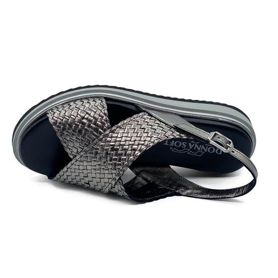 Босоножки Donna Soft  кожаные плетеные серебренного цвета - фото 5, DS1800 DS SILVER