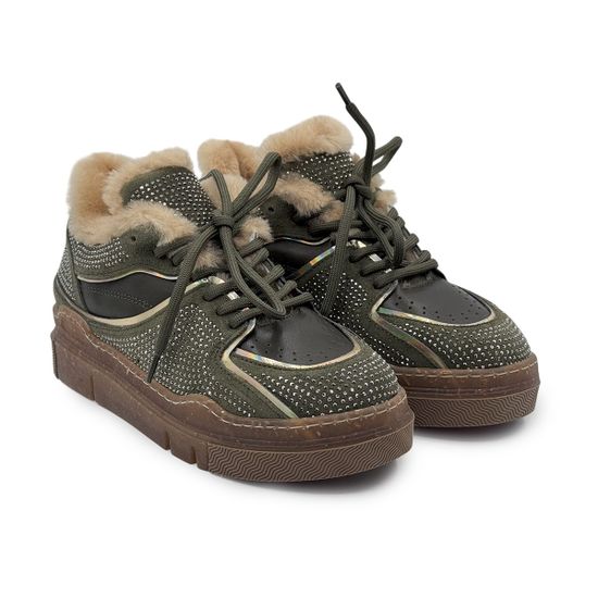 Кеды Lab Milano замша/кожа хаки/черные на меху - фото 8, 200A3351P LAB HAKI