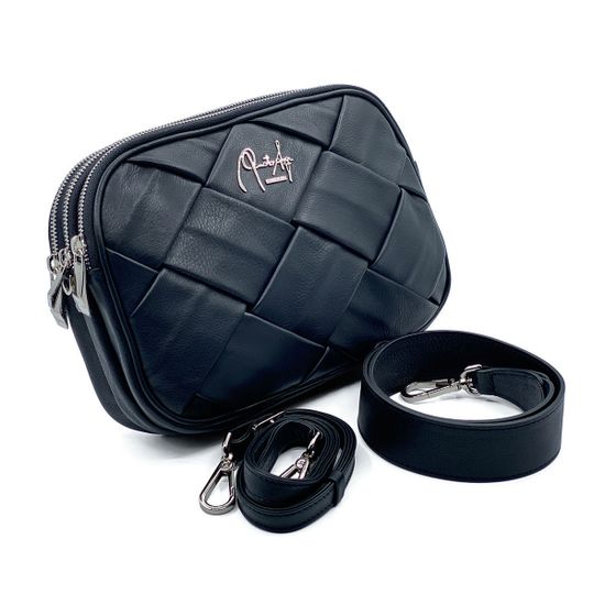 Сумка кросс-боди Renato Angi черная кожаная плетеная - фото 2, 