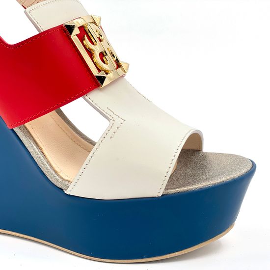 Босоножки Renzi кожаные триколор красный синий белый - фото 6, 