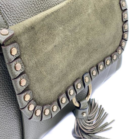 Сумка Ripani зеленая комбинация кожи и замши - фото 5, 