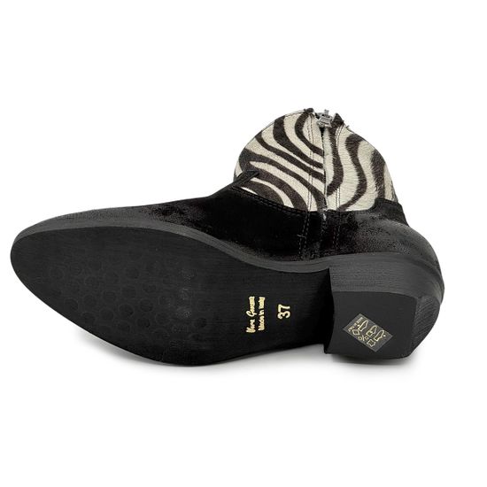 Ботинки-казаки NILA&amp;NILA черные замшевые &quot;зебра&quot; демисезонные - фото 4, MA-LP04 NIL NERO