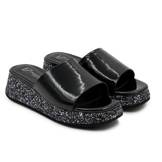 Шлепанцы Francesco V черные кожаные со стразами - фото 7, T118 FV NERO