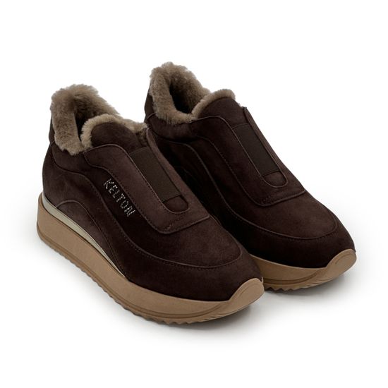 Полуботинки KELTON коричневые замшевые на меху - фото 8, AI0123M KEL TDM