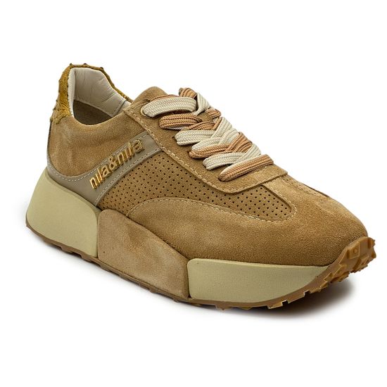 Кроссовки NILA&amp;NILA бежевые замшевые - фото 2, NO9220 NIL BEIGE