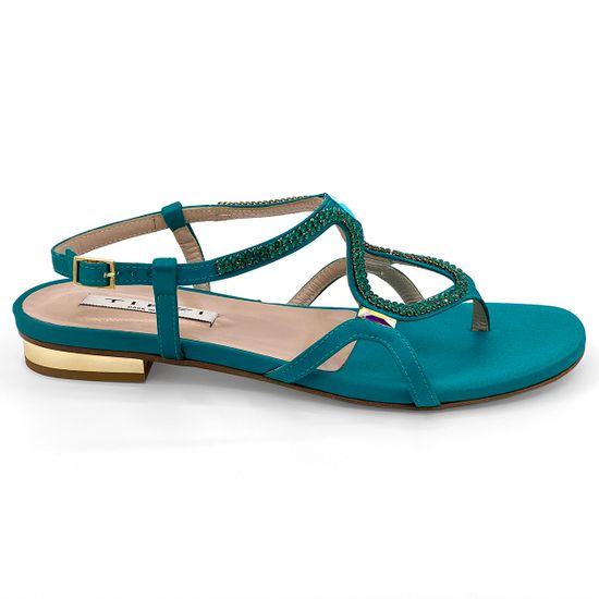 Босоножки Tiffi бирюзовые текстильные - фото 1, 