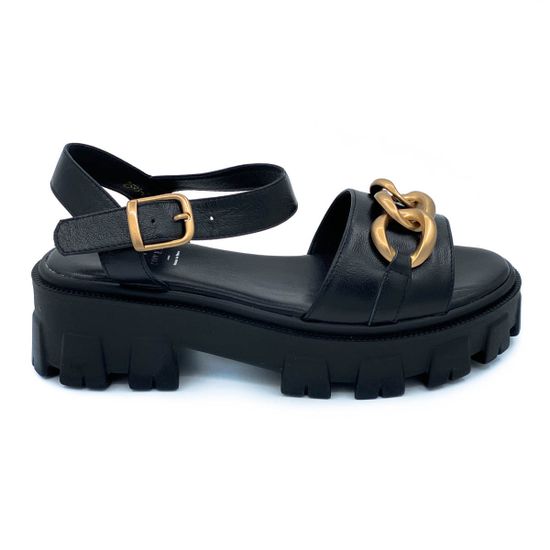 Босоножки Cover черные кожаные - фото 1, 2593-2 COV