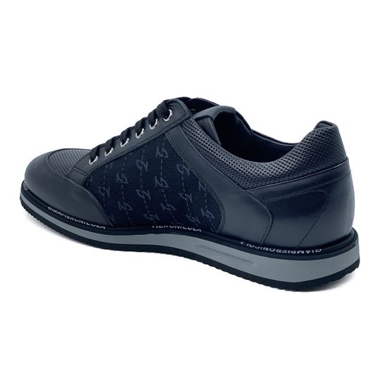 Кроссовки Giampieronicola черные кожаные с текстильными вставками - фото 3, 43612 GPN