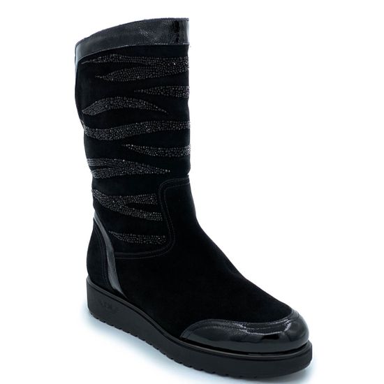 Полусапоги Marzetti черные МЕХ комбинация замши и наплака - фото 2, 