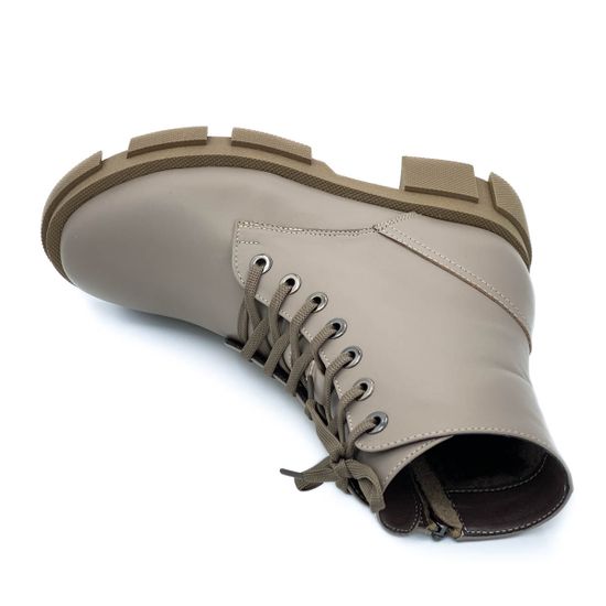 Ботинки Cover бежевые кожаные МЕХ - фото 5, 21077-2 COV NAPPA