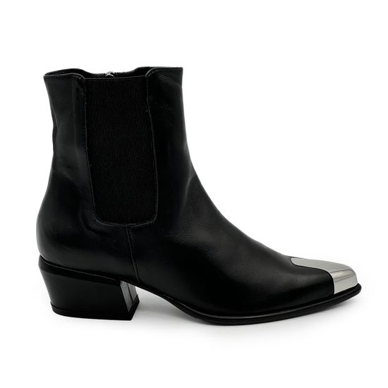 Ботильоны казаки NILA&NILA черные кожаные демисезонные - фото 1,