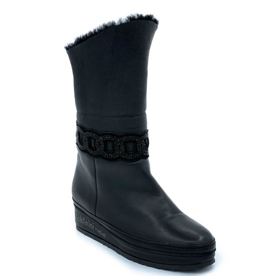 Полусапоги Baldinini черные кожаные МЕХ - фото 2, 348304 BAL