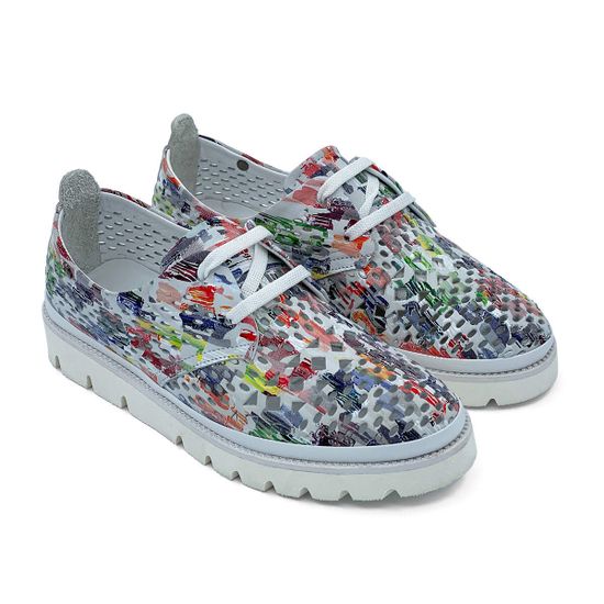 Полуботинки Lab Milano летние разноцветные кожаные на шнурочках - фото 8, 