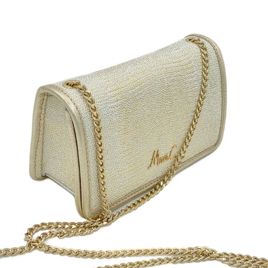 Сумочка Marina Creazioni золотая кожаная маленькая - фото 2, 