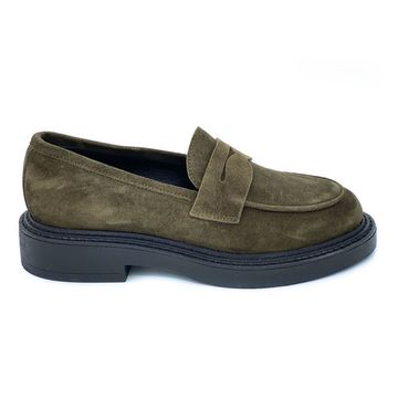 Лоферы Mimmu зеленые замшевые демисезонные - фото 1, F303M5 MIM VERDE