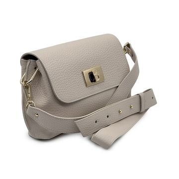 Сумка Di Gregorio бежевая кожаная с золотой фурнитурой - фото 2, 821 DG BEIGE ZOLOT FURN