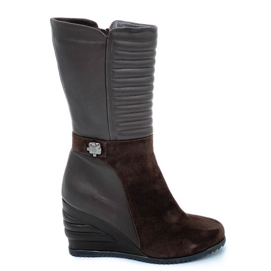 Полусапоги Giorgio Piergentili коричневые на байке комбинация замши и кожи - фото 1, 9322 GP MORO