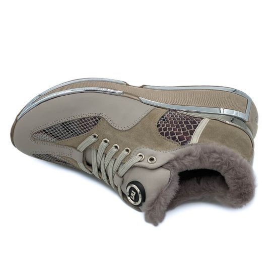 Кроссовки Nila&amp;Nila бежевые комбинация кожи и замши МЕХ - фото 5, 