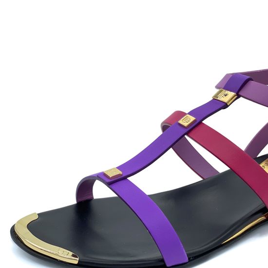 Босоножки Loretta Pettinari фиолетово-красные кожаные - фото 5, 