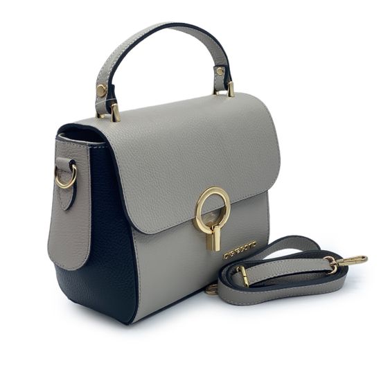 Сумка Di Gregorio серая/черная кожаная - фото 2, 