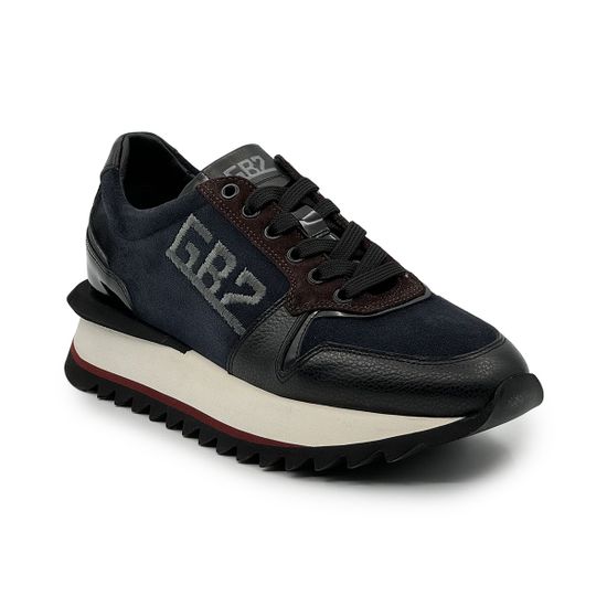 Кроссовки GIANFRANCO BUTTERI черные/синие/коричневые кожаные/замшевые демисезонные - фото 2, 