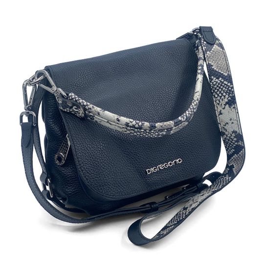 Сумка Di Gregorio синяя кожаная с ручкой под питон - фото 2, 03237 DG BLU