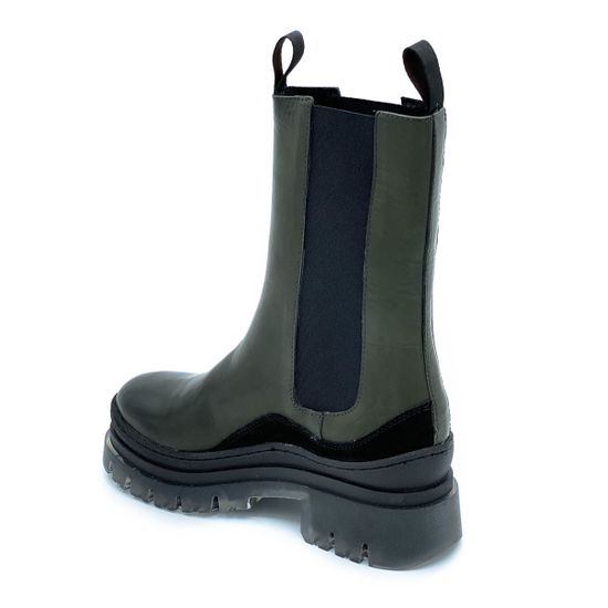 Ботинки челси Mimmu зеленые демисезонные комбинация кожи и замши - фото 3, E442E1 MIM VERDE